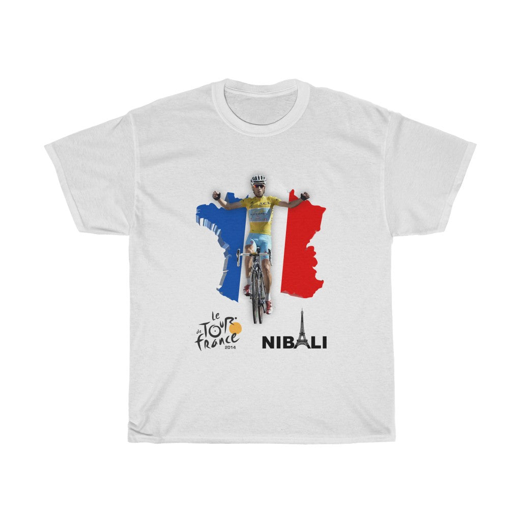 Le Tour de France Nibali Map Unisex Heavy Cotton Tee